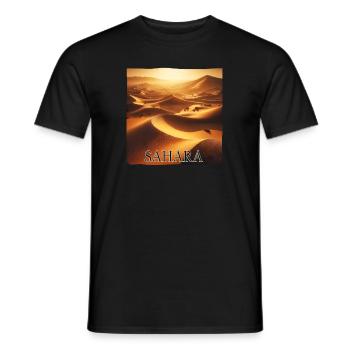 Sahara Desert Sand Dunes Sunset Landscape - Men's T-Shirt - black - Front - AI Model Male 178 light (178cm)