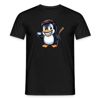 Lustiger Pinguin Eishockey Cartoon Spieler - Männer T-Shirt - Schwarz - Vorne - AI Model Male 178 light (178cm)