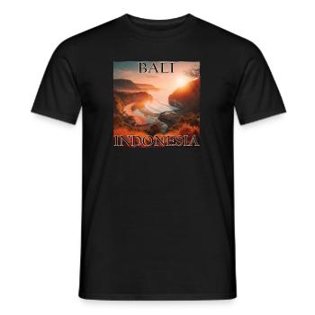 Bali Beach Indonesia Sunrise Tropical - Men's T-Shirt - black - Front - AI Model Male 178 light (178cm)