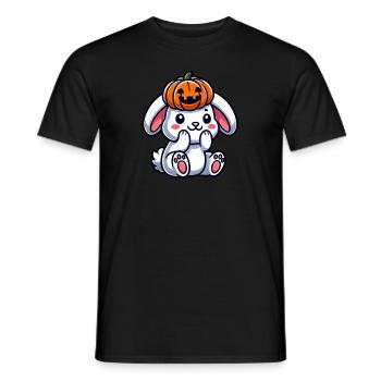 Mignon Halloween Lapin Citrouille Dessin Animé Octobre - T-shirt homme - noir - Devant - AI Model Male 178 light (178cm)