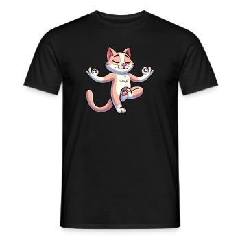 Cat Yoga Meditation Meditation Balancing - Men's T-Shirt - black - Front - AI Model Male 178 light (178cm)