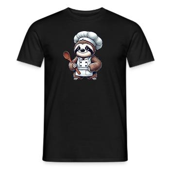 Cute Sloth Chef Chef Kitchen Cooking - Men's T-Shirt - black - Front - AI Model Male 178 light (178cm)