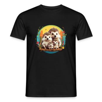 Adorable petit hérisson famille ruban de famille - T-shirt homme - noir - Devant - AI Model Male 178 light (178cm)