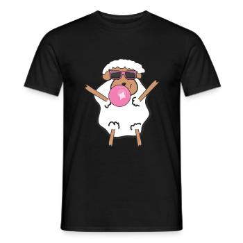 Schaf mit Sonnenbrille und Kaugummi - Männer T-Shirt - Schwarz - Vorne - AI Model Male 178 light (178cm)