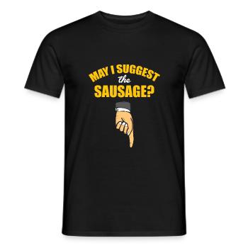 Puis-je recommander la saucisse - verdict offensif - T-shirt homme - noir - Devant - AI Model Male 178 light (178cm)