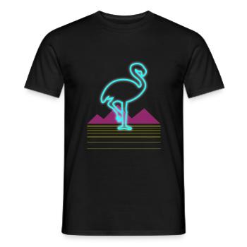 80er Jahre Retro Neon Rosa Flamingo Vogel Geschenk - Männer T-Shirt - Schwarz - Vorne - AI Model Male 178 light (178cm)