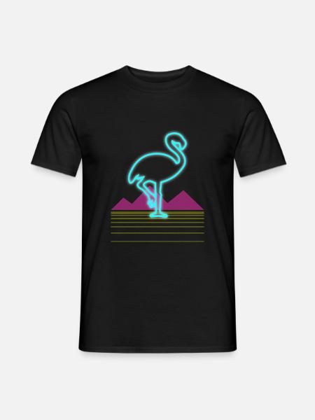 80er Jahre Retro Neon Rosa Flamingo Vogel Geschenk - Männer T-Shirt - Schwarz