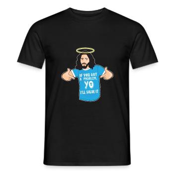 Funny Jesus Shirt Christian Meme Yo I’ll Solve It - T-shirt homme - noir - Devant - AI Model Male 178 light (178cm)