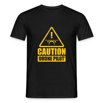 Attention Drone Aircraft Camera - Men's T-Shirt - black - Front - AI Model Male 178 light (178cm)