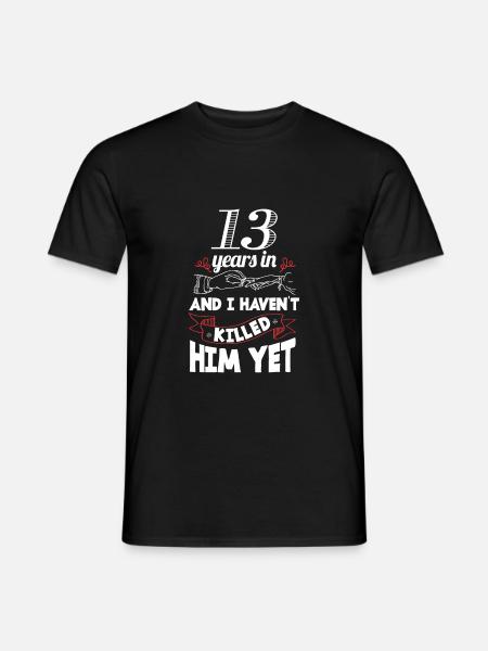 13 Years Wedding Anniversary Gift Idea for Women - Men's T-Shirt - black