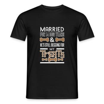 Hochzeit 14 Hundejahre 2. Hochzeitstage - Männer T-Shirt - Schwarz - Vorne - AI Model Male 178 light (178cm)