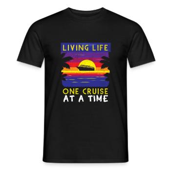 Living Life One Cruise At A Time Funny Cruise Ship - T-shirt homme - noir - Devant - AI Model Male 178 light (178cm)