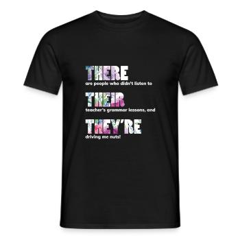 There Their They’re T shirt English Grammar Funny - T-shirt homme - noir - Devant - AI Model Male 178 light (178cm)