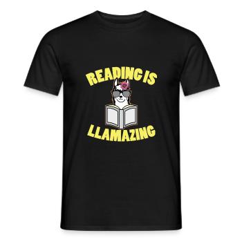 Lire est Llamazing Lama Lecteur - T-shirt homme - noir - Devant - AI Model Male 178 light (178cm)