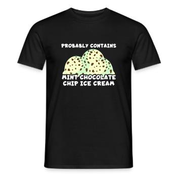 Enthält wahrscheinlich Mint Chocolate Chip Eiscrem - Männer T-Shirt - Schwarz - Vorne - AI Model Male 178 light (178cm)
