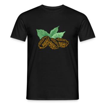 Coffee bean and coffee plant word cloud - Men's T-Shirt - black - Front - AI Model Male 178 light (178cm)