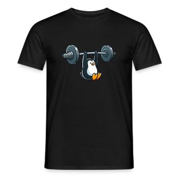 Lustiger Pinguin Fitness Hantel Cartoon Design - Männer T-Shirt - Schwarz - Vorne - AI Model Male 178 light (178cm)