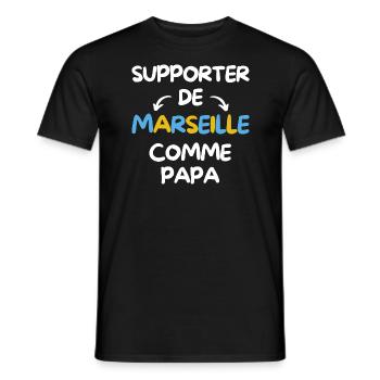 Supporter de Marseille comme papa - T-shirt homme - noir - Devant - AI Model Male 178 light (178cm)