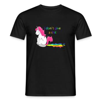 Unicorn Einhorn i don't give a shit - Männer T-Shirt - Schwarz - Vorne - AI Model Male 178 light (178cm)