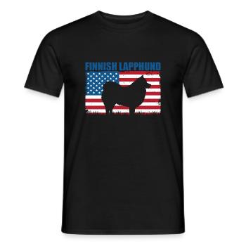 Amerikanische Flagge Finnischer Lapphund - Männer T-Shirt - Schwarz - Vorne - AI Model Male 178 light (178cm)