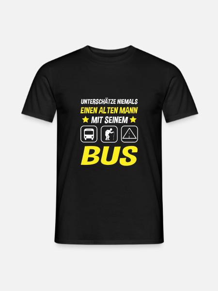 Busfahrer Alter Mann Opa Bus Rente Geschenkidee - Männer T-Shirt - Schwarz