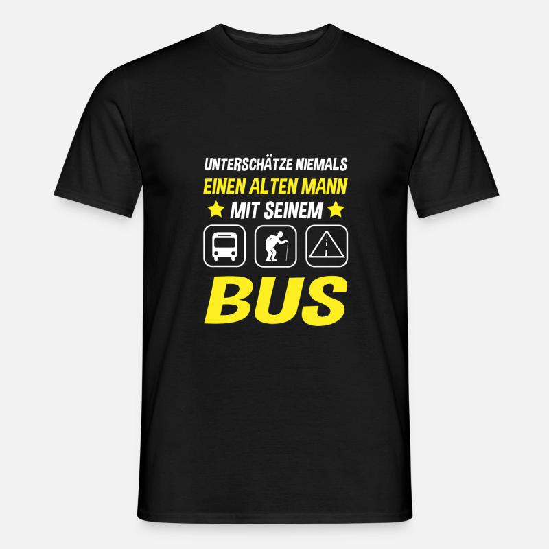 Busfahrer Alter Mann Opa Bus Rente Geschenkidee - Männer T-Shirt - Schwarz