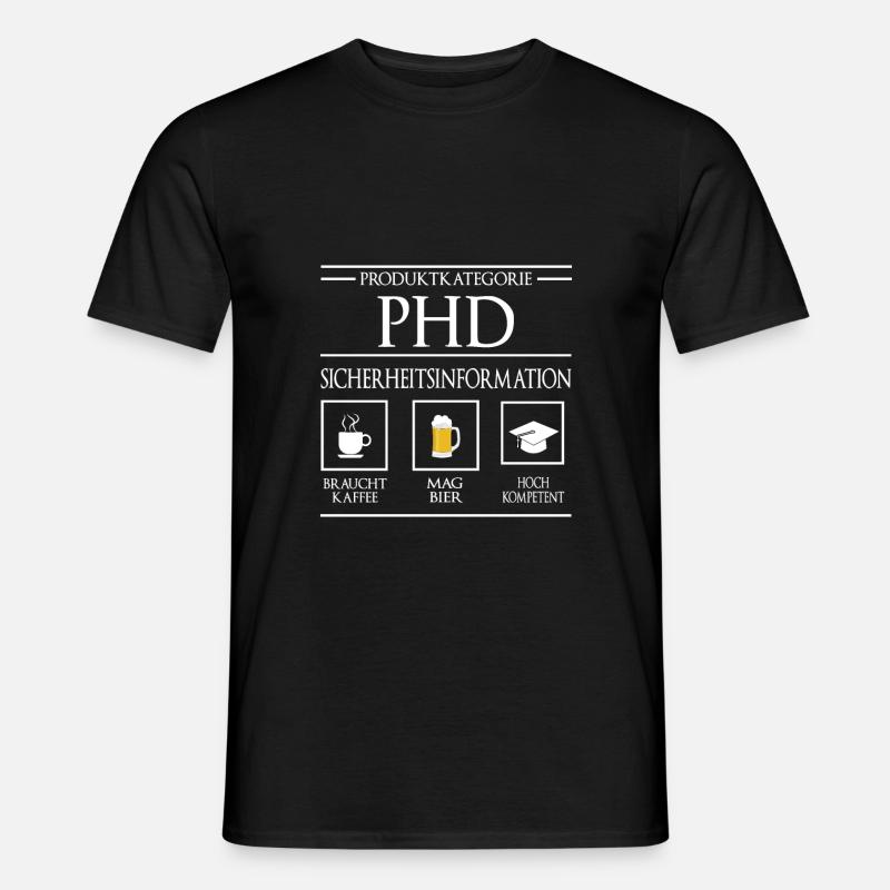 PHD Sicherheitsinformation Doktortitel Promotion - Mænd T-shirt - sort