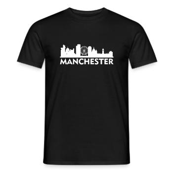 Manchester Angleterre Capital Skyline Royaume-Uni - T-shirt homme - noir - Devant - AI Model Male 178 light (178cm)