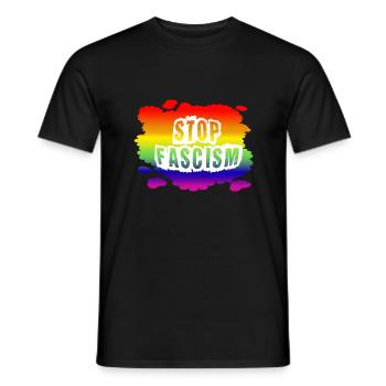 Stop AfD against right, democracy, diversity, left - Men's T-Shirt - black - Front - AI Model Male 178 light (178cm)