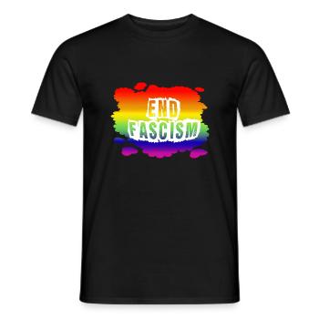Stop AfD against right, democracy, diversity, left - Men's T-Shirt - black - Front - AI Model Male 178 light (178cm)
