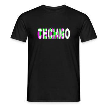 techno chicago DJ Raver logo - Men's T-Shirt - black - Front - AI Model Male 178 light (178cm)