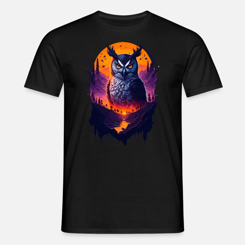 Schöne Eule - Männer T-Shirt - Schwarz
