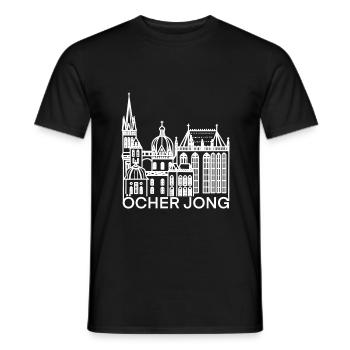 City of Aachen, Cathedral, Love, Church, Öcher Jong - Men's T-Shirt - black - Front - AI Model Male 178 light (178cm)