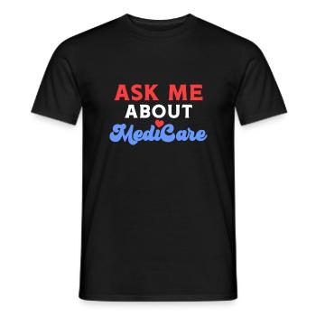 Fragen Sie mich über MediCare - Männer T-Shirt - Schwarz - Vorne - AI Model Male 178 light (178cm)