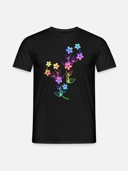 Blumen bunt bunte Blumenranke Blume - Männer T-Shirt - Schwarz