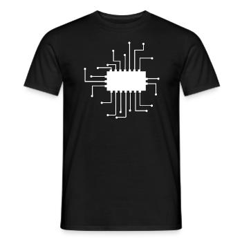 electronically micro shield - Men's T-Shirt - black - Front - AI Model Male 178 light (178cm)