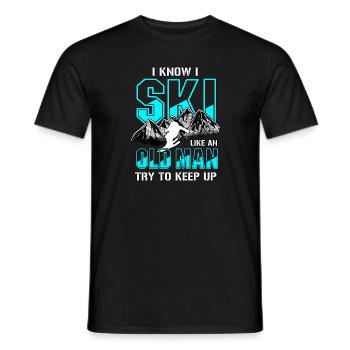 Cadeau pour le skieur d'hiver - T-shirt homme - noir - Devant - AI Model Male 178 light (178cm)