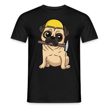 Baustelle Tiefbau Mops Handwerker bauen Hammer Job - Männer T-Shirt - Schwarz - Vorne - AI Model Male 178 light (178cm)