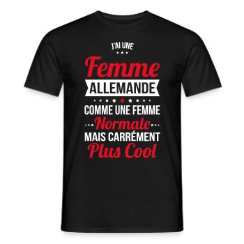 J'ai une femme Allemande plus cool - T-shirt homme - noir - Devant - AI Model Male 178 light (178cm)