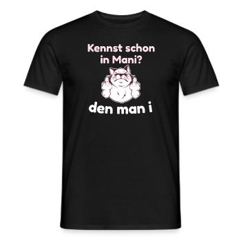 MITTELFINGER von Katze / Kennst schon in Mani? - Männer T-Shirt - Schwarz - Vorne - AI Model Male 178 light (178cm)
