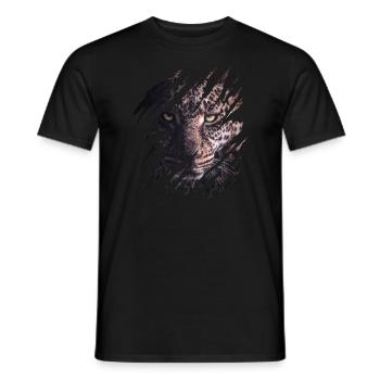 Leopard, scratch marks, claws, wild, big cat, animal - Men's T-Shirt - black - Front - AI Model Male 178 light (178cm)