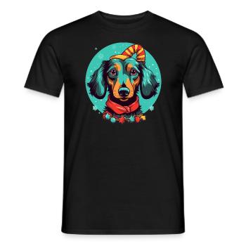 Dachshund Christmas - Men's T-Shirt - black - Front - AI Model Male 178 light (178cm)