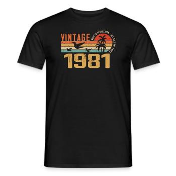Jahrgang 1981 Jubiläumsgeschenk - Jahrgang 1981 - Männer T-Shirt - Schwarz - Vorne - AI Model Male 178 light (178cm)