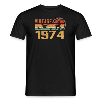 Vintage 1974 Anniversary Gift - Vintage 1974 - Men's T-Shirt - black - Front - AI Model Male 178 light (178cm)