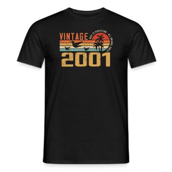 Vintage 2001 Cadeau Anniversaire - Millésime 2001 - T-shirt homme - noir - Devant - AI Model Male 178 light (178cm)