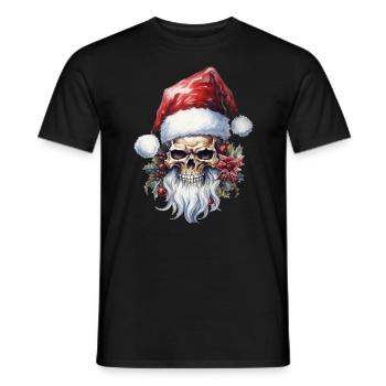Crâne avec chapeau de Père Noël - T-shirt homme - noir - Devant - AI Model Male 178 light (178cm)