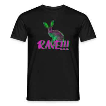 goa rave techno musik hase tier neon farben - Männer T-Shirt - Schwarz - Vorne - AI Model Male 178 light (178cm)