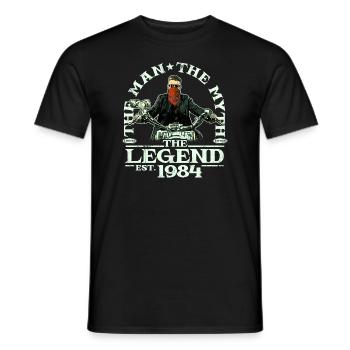 1984 Vintage Man Myth Legend Motorcycle - Men's T-Shirt - black - Front - AI Model Male 178 light (178cm)