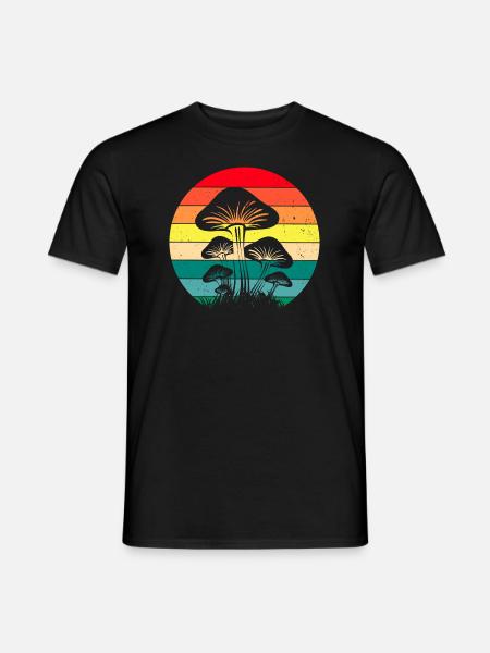 Vintage Retro Pilze 80er 90er Jahre Pilze Jäger - Männer T-Shirt - Schwarz