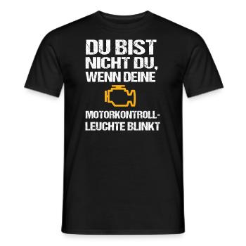 Engine control light flashes, car shirt with humor - Men's T-Shirt - black - Front - AI Model Male 178 light (178cm)